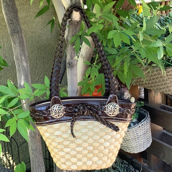 Brighton Woven Straw & Embossed Leather Shoulder Bag - Picture 10 of 15